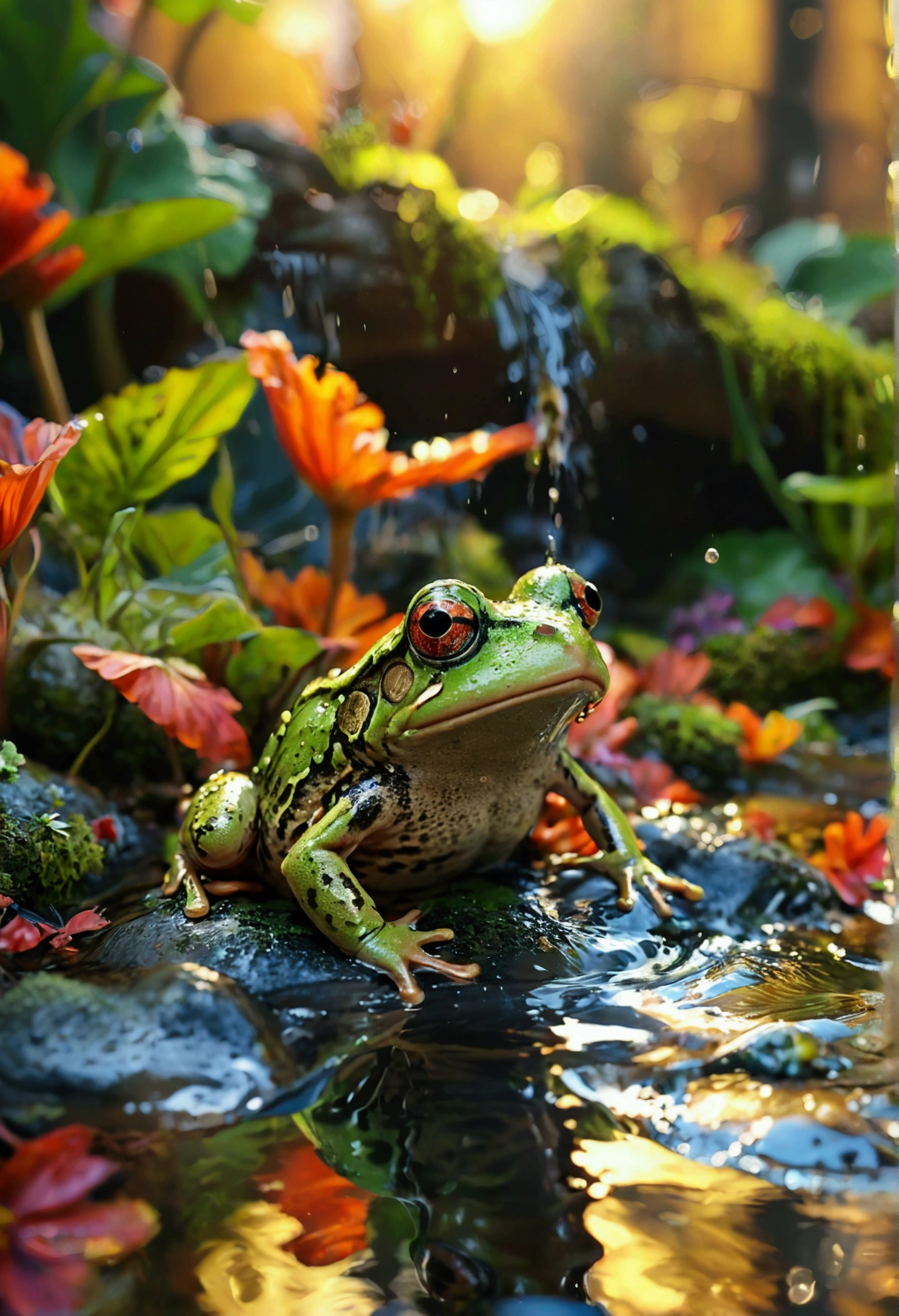 Water gushed out of the frog,best quality, Very high resolution, 4K Detailed CG, masterpiece,