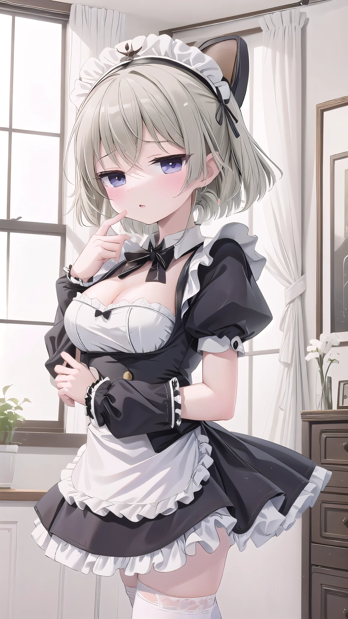 best quality，（Kawaii：1.1），（charming），（high resolution：1.2），Incredibly ridiculous resources：1.3，Incredibly beautiful illustrations，Charming woman ，Maid costume