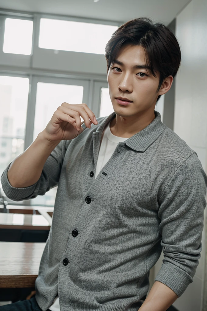 A handsome Korean man makes him even more handsome.