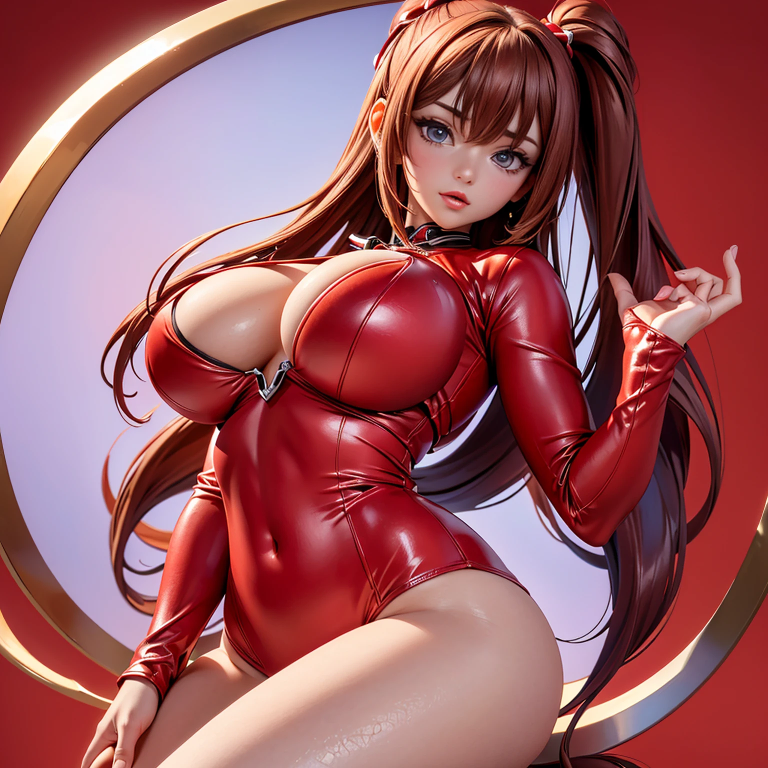 (best quality,4k,8k,highres,masterpiece:1.2),ultra-detailed,Woman、red_background、(big_breasts:1.5)、pose
