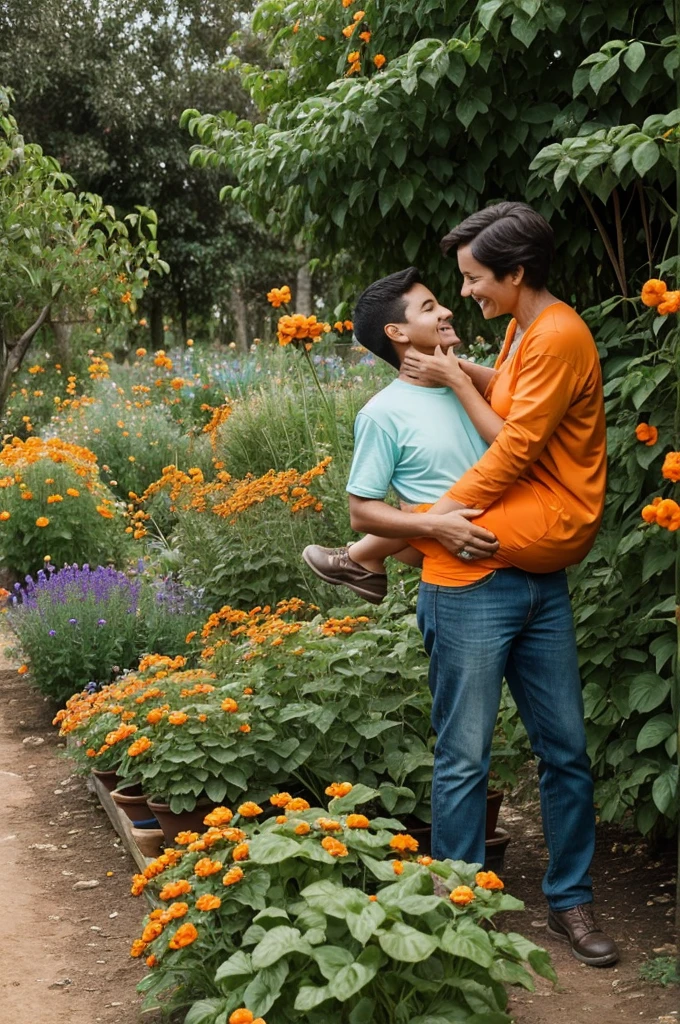 A boy loved his mother a lot more one day she hikes the orange garden.
