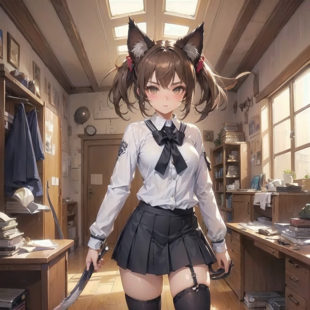  masterpiece, (textured skin), best quality, gorgeous beautiful girl, (a female 
cat ears,cat tail),ninja,detailed clothes,large breasts,narrow waist,, (beautiful face), cinematic lighting, (fantasy anime art ),