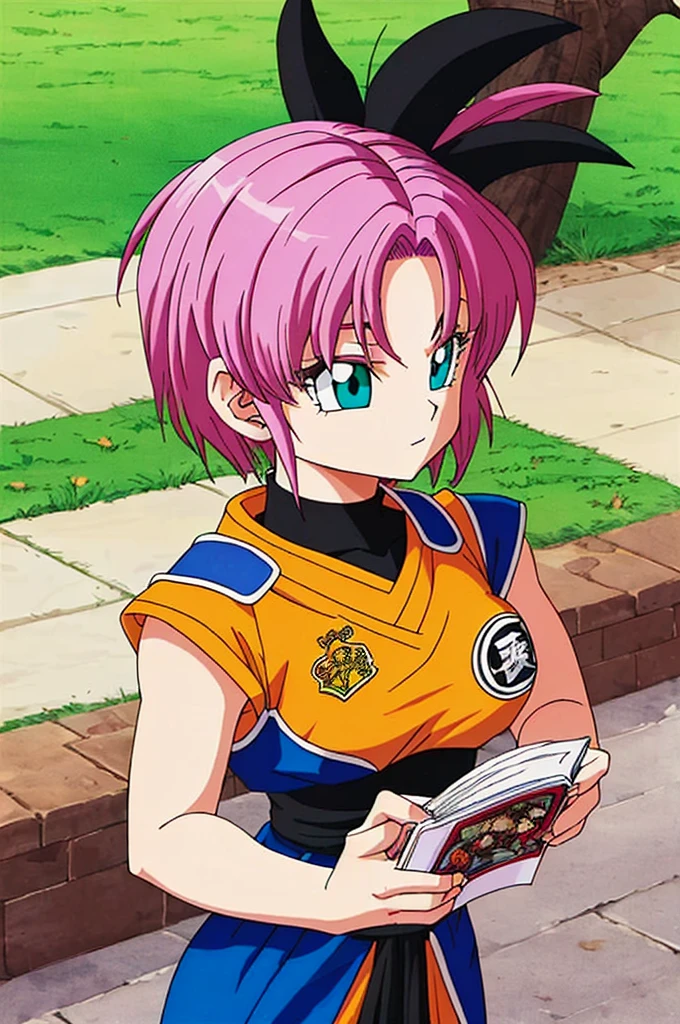 Highest quality、masterpiece、Akira Toriyama、Chrono Trigger、Deformation、An illustration、girl、Pink Hair、short hair、Blue-green eyes