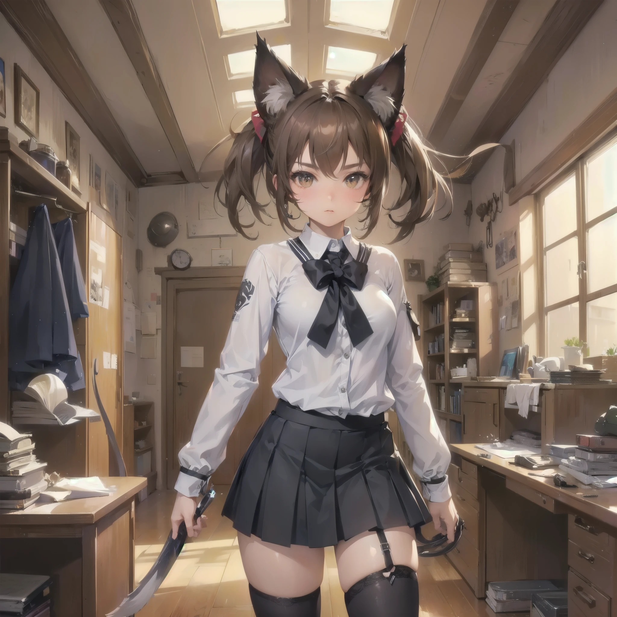  masterpiece, (textured skin), best quality, gorgeous beautiful girl, (a female 
cat ears,cat tail),ninja,detailed clothes,large breasts,narrow waist,, (beautiful face), cinematic lighting, (fantasy anime art ),