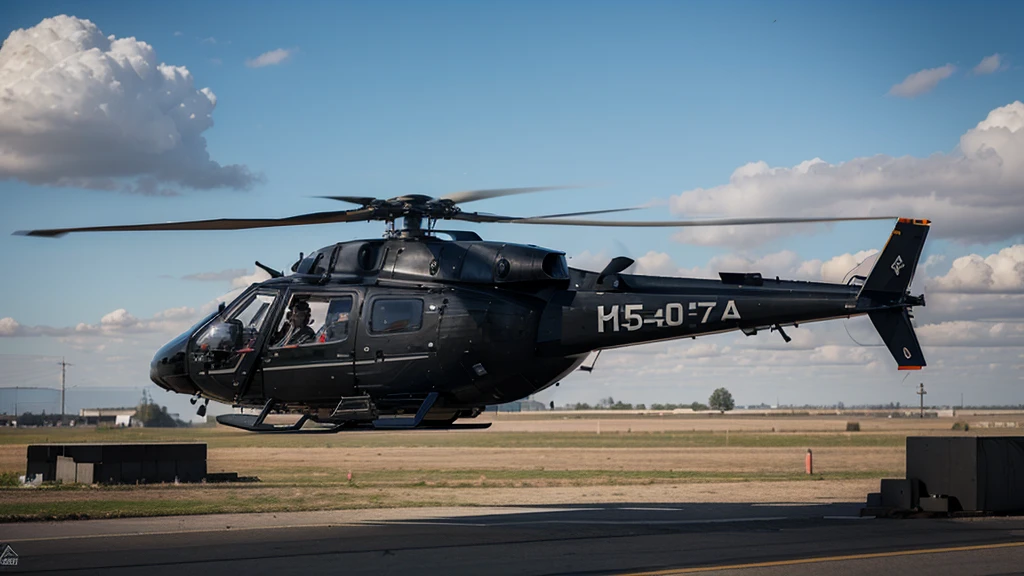 The K-50 Kasatka Black helicopter flies over the Russian military base