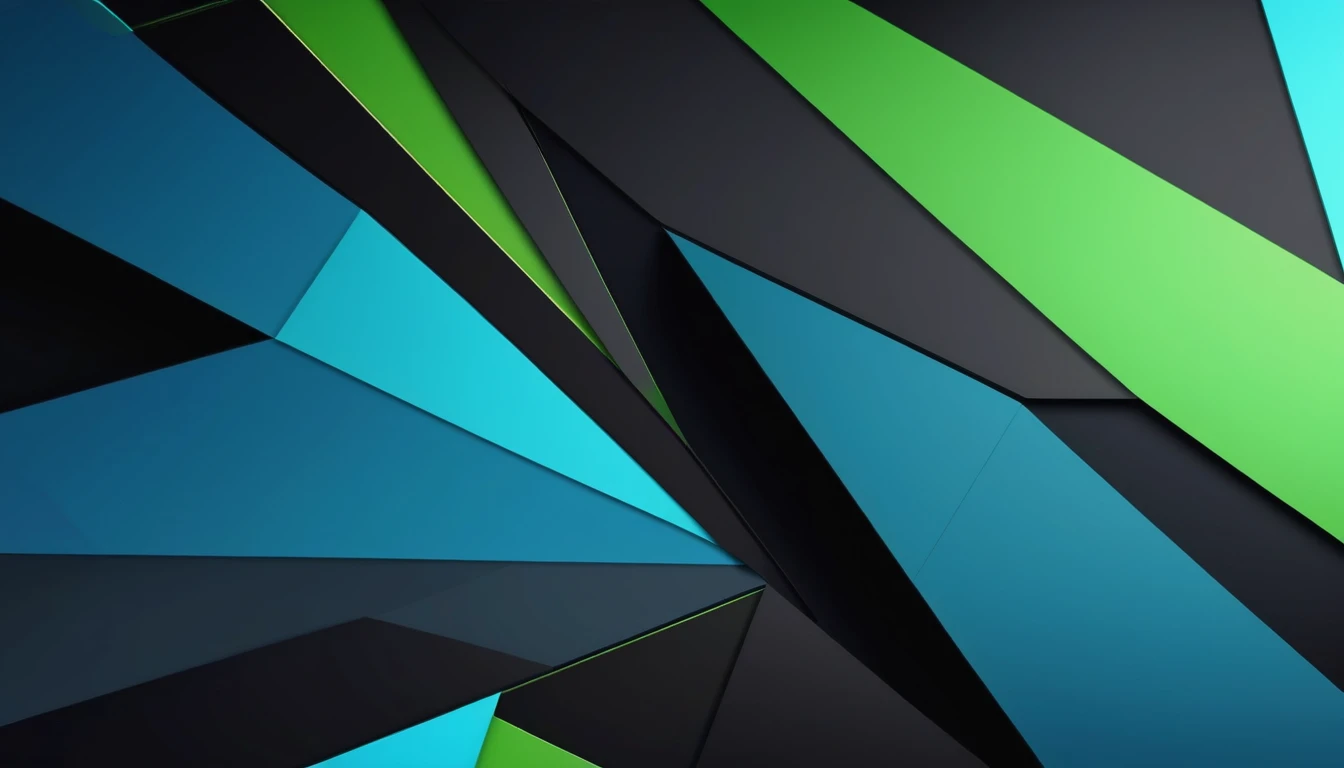 Create an abstract geometric background with a modern color palette , Unripe , blue and black for a technology conference. 4K, ultra HD