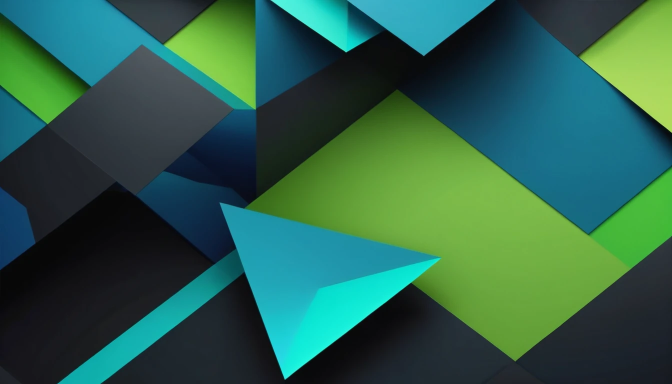 Create an abstract geometric background with a modern color palette , Unripe , blue and black for a technology conference. 4K, ultra HD