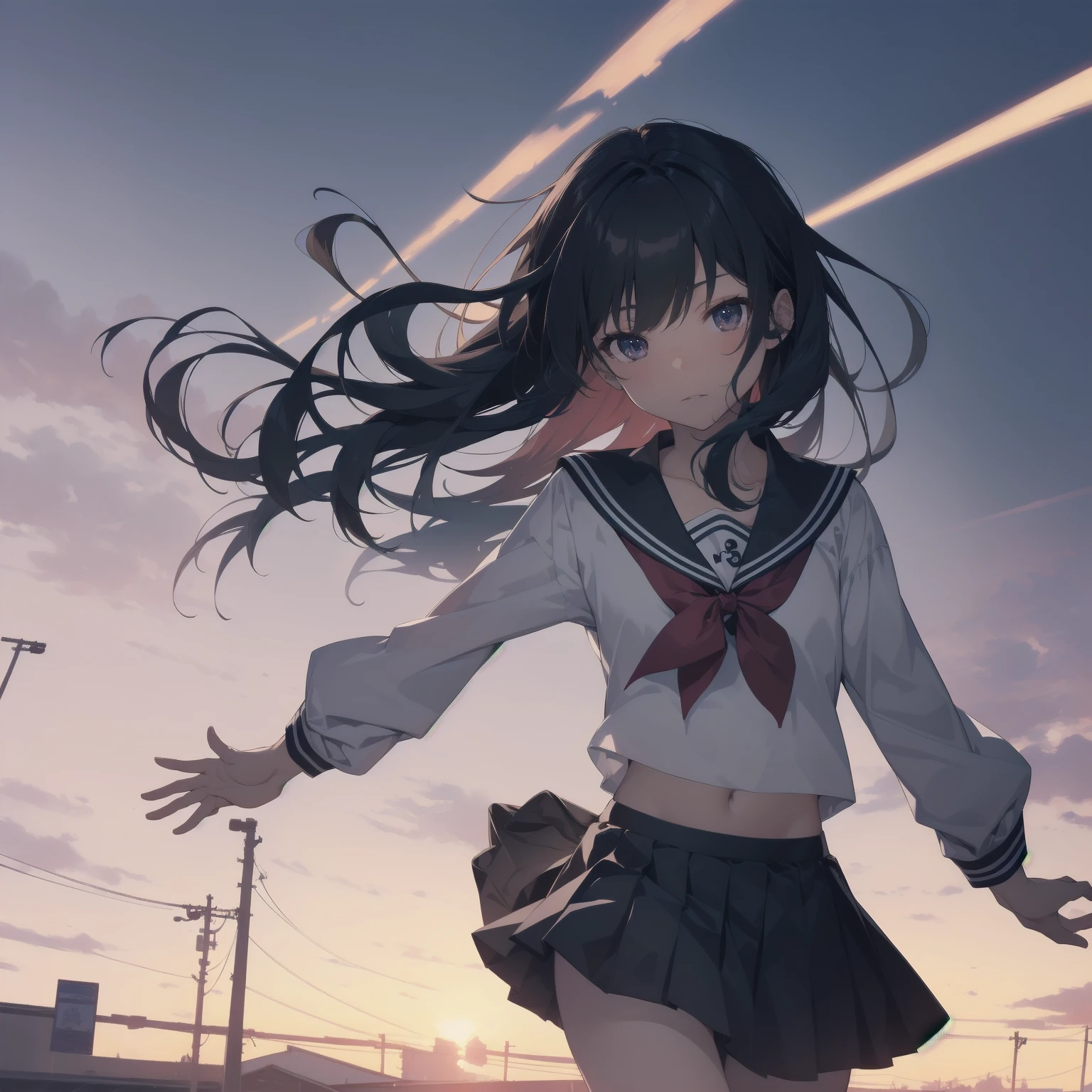 ultra-absurdres-Top quality by artist God, ultra-detailed, high resolution, anime moe artstyle, best anime 8k konachan wallpaper, pixiv contest winner, pool:2810, perfect anatomy,break, 1girl, (Please draw a girl walking sleepily to school alone. )break,(Solo,little female, 13-year-old:1.3),Full limbs, complete fingers,a junior high school student, (very short hair), short cut, flat chest, , small butt, small black eyes, beautiful detailed eyes, well-proportioned iris and pupils, expressive eyes, highres detailed hair, soft expression, salor school_uniform, sailor collar, serahuku, bow, pleated skirt,(Detailed Lighting), (Detailed background), in the School commute route. break,super detailed skin, Best cinematic lighting powered by famous artist, 8k,beauty illustration,photoshop_(medium),very aesthetic,break,((artist:mizuki_makoto )), artist:clamp ,artist:carnelian ,artist:kantoku ,