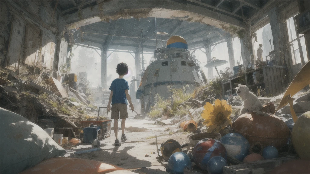 a  Leah Gotti dressed as megaman standing as a captivating figure amidst the desolation. her physical appearance tells a story of tragic transformation and decay, evoking both fascination and a sense of unease. the teenage robot girl's youthful countenance her flesh, vibrant and alive, exposing patches of muscle.