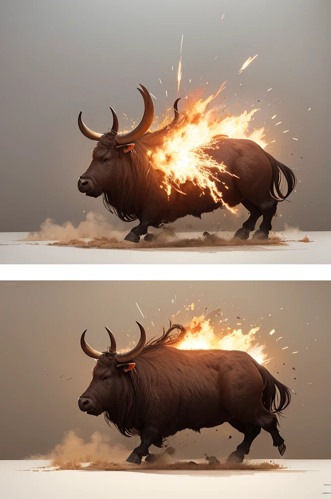 Create an image of an exploding ox and leave the image with just the sketch of the drawing.