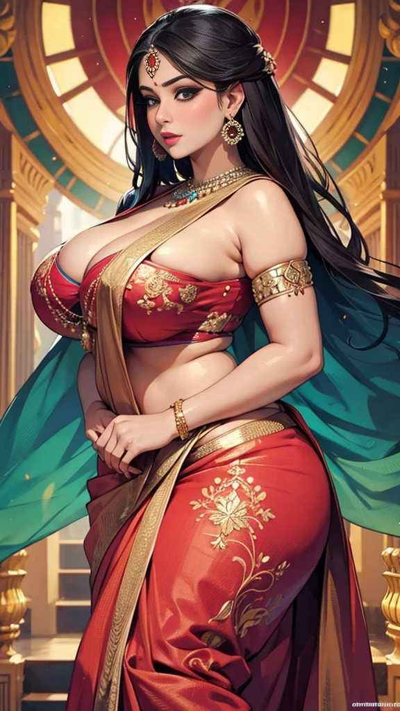 Desi bbw busty indian saree royal background 