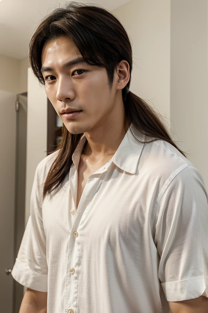 A handsome Korean man makes him even more handsome.