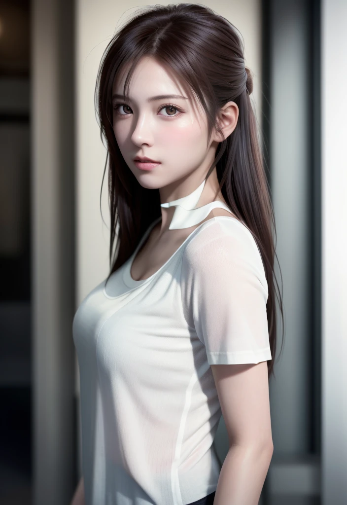 masterpiece, absurdres, 1girl, length hair, floating hair, brown hair, hair detailed, large breasts, breasts out,Bound, Bondage, (arms behind back:1.4), BDSM, tape, TAPE BONDAGE, close-up, srestrained, best anatomy, Curled up, angry face, shout, Upper body, blushing face, humiliation, desperate, (stripped naked), (front), (men touching her), touching breasts, pov hand squeezing breasts