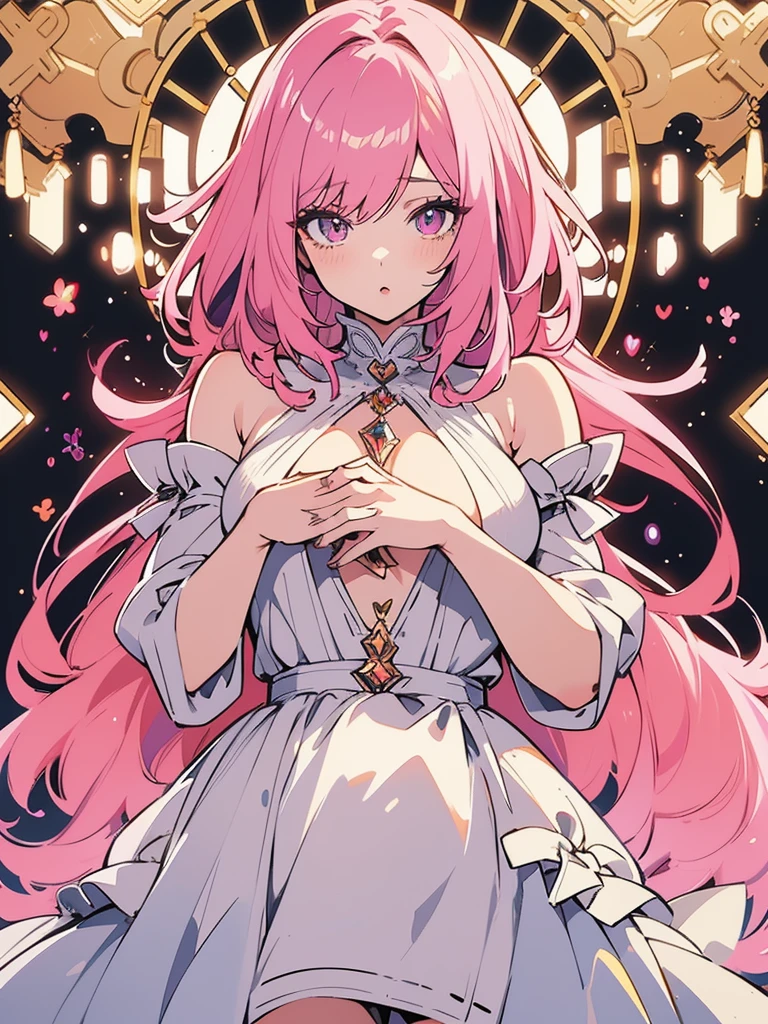 (masterpiece), Highest quality, Beautiful woman, Expressive eyes, Perfect Face,1 female, Pink haired woman movie still, society, manga art, anime aesthetic, anime, Soft Light, strong line work, ((Cel-shaded style)), Line art,Simple Background, modernism, Natural style, neon, Detailed Iris, (First Person View:1.3), animeねぇ、gentlemen。 I finally「good bye。」I think I can say goodbye to。