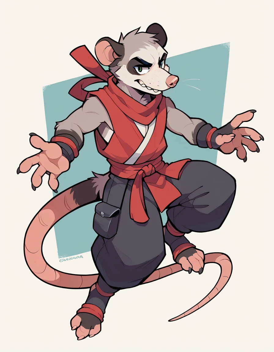 furry opossum Male , ninja Clothing , mideval agers