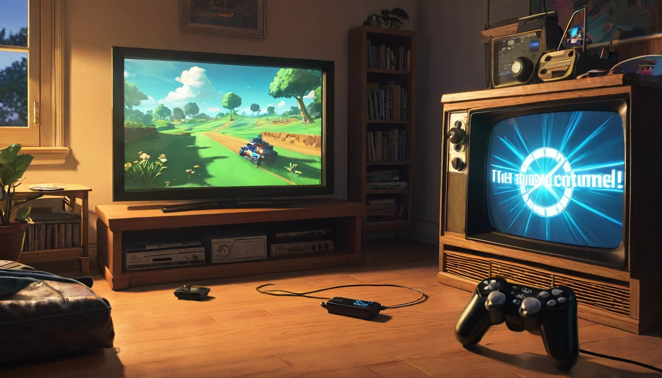 a dinosaur playing video games on a PC in a room