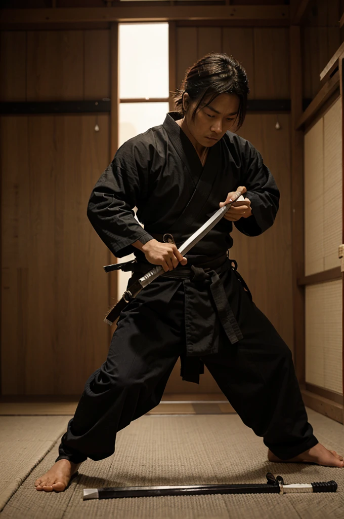 Image of samurai Sasaki Kojiro performing sword techniques