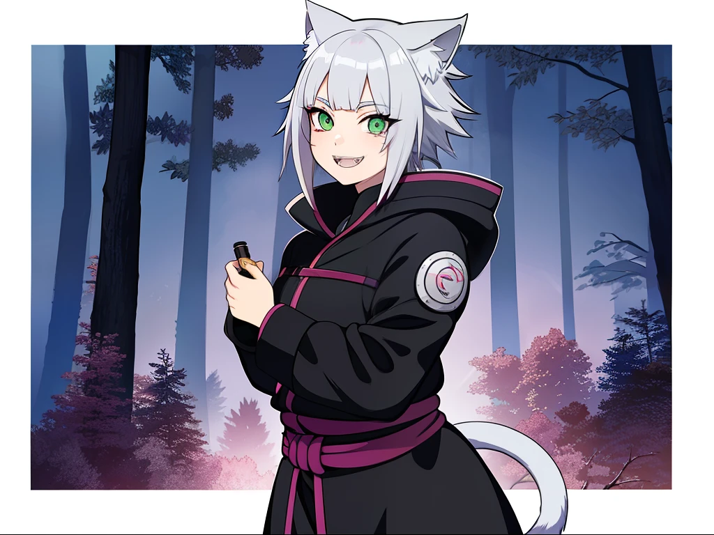 SFW, ultra 4k hd, absurdres, anime, naruto, white hair, lavender hair, gray hair, silver hair, neko, green eyes, ninja, short hair, chubby, medium breasts, messy hair, gray hair, cat ears, catgirl, nekomimi, cat tail, forehead protector, kunoichi, hair between eyes, silver hair, anime style, fullbody, eye scar, smiling, fangs, 1girl, naruto shippuden, solo, baggy clothes, alone, forest, village, akatsuki, leaf village, konoha, 1fang, cloak, fishnets, v bangs, bangs, fluffy, dark clothes, purple clothes, clothing design, ninja fashion, light eyes, scar over eye, light green eyes, scars, SFW, ultra 4k hd, absurdres, anime, naruto, white hair, lavender hair, gray hair, silver hair, neko, green eyes, ninja, short hair, chubby, medium breasts, messy hair, gray hair, cat ears, catgirl, nekomimi, cat tail, forehead protector, kunoichi, hair between eyes, silver hair, anime style, fullbody, eye scar, fangs, 1girl, naruto shippuden, solo, baggy clothes, alone, forest, village, 1fang, cloak, fishnets, v bangs, bangs, fluffy, dark clothes, purple clothes, clothing design, ninja fashion, light eyes, scar over eye, light green eyes, scars, hood, hood down, hood off, ((best quality:1), (masterpiece:1), (ultra-detailed:1):1.3), cinematic lighting, detailed background, detailed, absurd detail, ahoge, half updo hairstyle, dynamic lighting, (detailed background:1), sidetails, long side locks, SFW, ultra 4k hd, absurdres, anime, naruto, white hair, lavender hair, gray hair, silver hair, neko, green eyes, ninja, short hair, chubby, medium breasts, messy hair, gray hair, cat ears, catgirl, nekomimi, cat tail, forehead protector, kunoichi, hair between eyes, silver hair, anime style, fullbody, eye scar, fangs, 1girl, naruto shippuden, solo, baggy clothes, alone, forest, village, 1fang, cloak, fishnets, v bangs, bangs, fluffy, dark clothes, purple clothes, clothing design, ninja fashion, light eyes, scar over eye, light green eyes, scars, hood, hood down, hood off, ((best quality:1), (mas