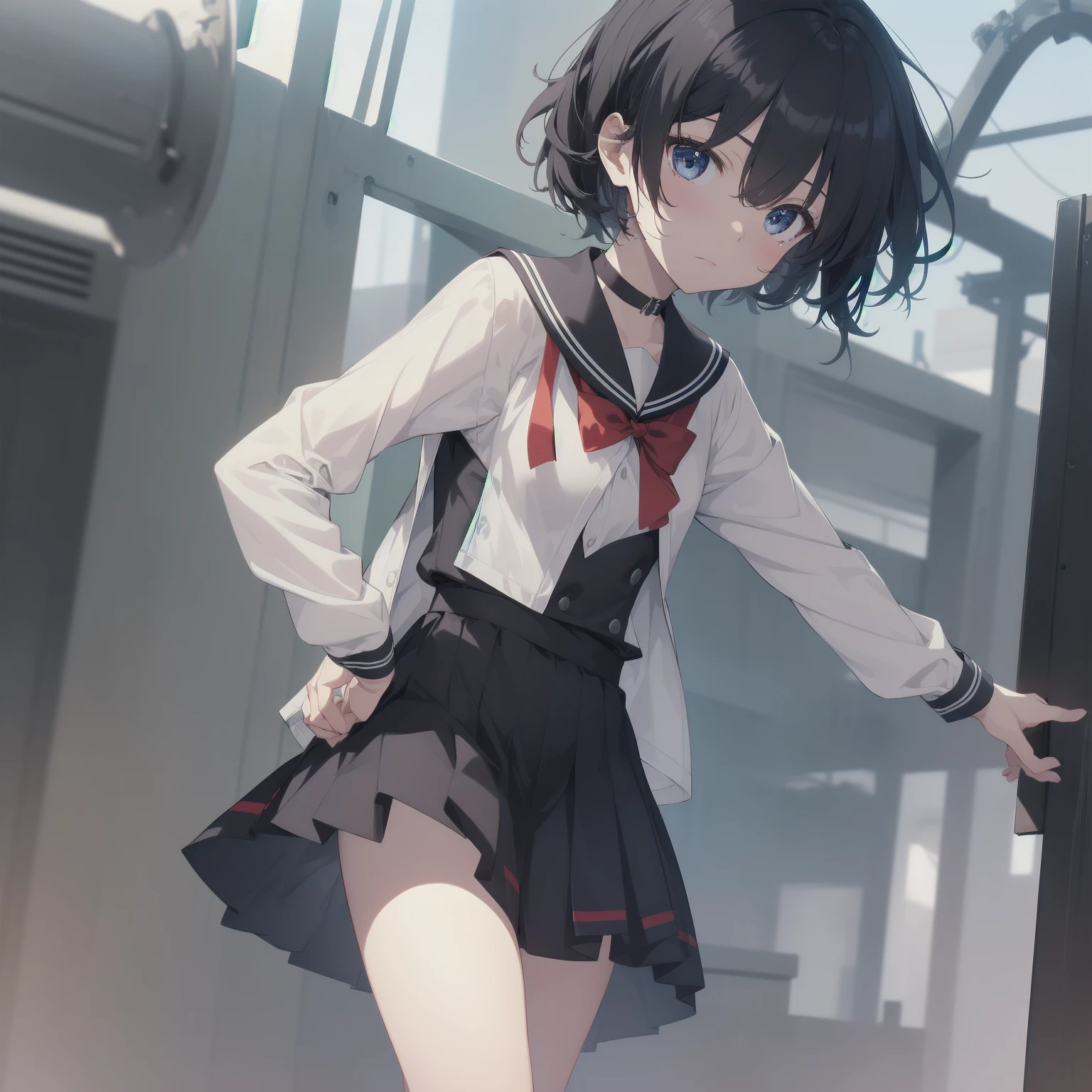ultra-absurdres-Top quality by artist God, ultra-detailed, high resolution, anime moe artstyle, best anime 8k konachan wallpaper, pixiv contest winner, pool:2810, perfect anatomy,break, 1girl, (Please draw a girl walking sleepily to school alone. )break,(Solo,little female, 13-year-old:1.3),Full limbs, complete fingers,a junior high school student, (very short hair), short cut, flat chest, , small butt, small black eyes, beautiful detailed eyes, well-proportioned iris and pupils, expressive eyes, highres detailed hair, soft expression, salor school_uniform, sailor collar, serahuku, bow, pleated skirt,(Detailed Lighting), (Detailed background), in the School commute route. break,super detailed skin, Best cinematic lighting powered by famous artist, 8k,beauty illustration,photoshop_(medium),very aesthetic,break,((artist:mizuki_makoto )), artist:clamp ,artist:carnelian ,artist:kantoku ,