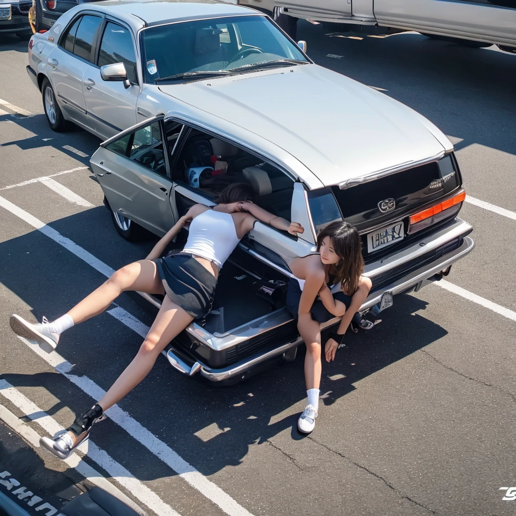 <lora:kidnap_v0.2:1> 1girl, tape gag, bound ankles, in trunk, lying, on side,, masterpiece, best quality, highly detailed
