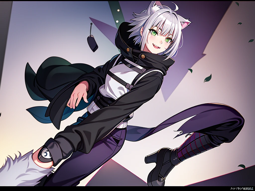 SFW, ultra 4k hd, absurdres, anime, naruto, white hair, lavender hair, gray hair, silver hair, neko, green eyes, ninja, short hair, chubby, medium breasts, messy hair, gray hair, cat ears, catgirl, nekomimi, cat tail, forehead protector, kunoichi, hair between eyes, silver hair, anime style, fullbody, eye scar, smiling, fangs, 1girl, naruto shippuden, solo, baggy clothes, alone, forest, village, akatsuki, leaf village, konoha, 1fang, cloak, fishnets, v bangs, bangs, fluffy, dark clothes, purple clothes, clothing design, ninja fashion, light eyes, scar over eye, light green eyes, scars, SFW, ultra 4k hd, absurdres, anime, naruto, white hair, lavender hair, gray hair, silver hair, neko, green eyes, ninja, short hair, chubby, medium breasts, messy hair, gray hair, cat ears, catgirl, nekomimi, cat tail, forehead protector, kunoichi, hair between eyes, silver hair, anime style, fullbody, eye scar, fangs, 1girl, naruto shippuden, solo, baggy clothes, alone, forest, village, 1fang, cloak, fishnets, v bangs, bangs, fluffy, dark clothes, purple clothes, clothing design, ninja fashion, light eyes, scar over eye, light green eyes, scars, hood, hood down, hood off, ((best quality:1), (masterpiece:1), (ultra-detailed:1):1.3), cinematic lighting, detailed background, detailed, absurd detail, ahoge, half updo hairstyle, dynamic lighting, (detailed background:1), sidetails, long side locks, SFW, ultra 4k hd, absurdres, anime, naruto, white hair, lavender hair, gray hair, silver hair, neko, green eyes, ninja, short hair, chubby, medium breasts, messy hair, gray hair, cat ears, catgirl, nekomimi, cat tail, forehead protector, kunoichi, hair between eyes, silver hair, anime style, fullbody, eye scar, fangs, 1girl, naruto shippuden, solo, baggy clothes, alone, forest, village, 1fang, cloak, fishnets, v bangs, bangs, fluffy, dark clothes, purple clothes, clothing design, ninja fashion, light eyes, scar over eye, light green eyes, scars, hood, hood down, hood off, ((best quality:1), (mas