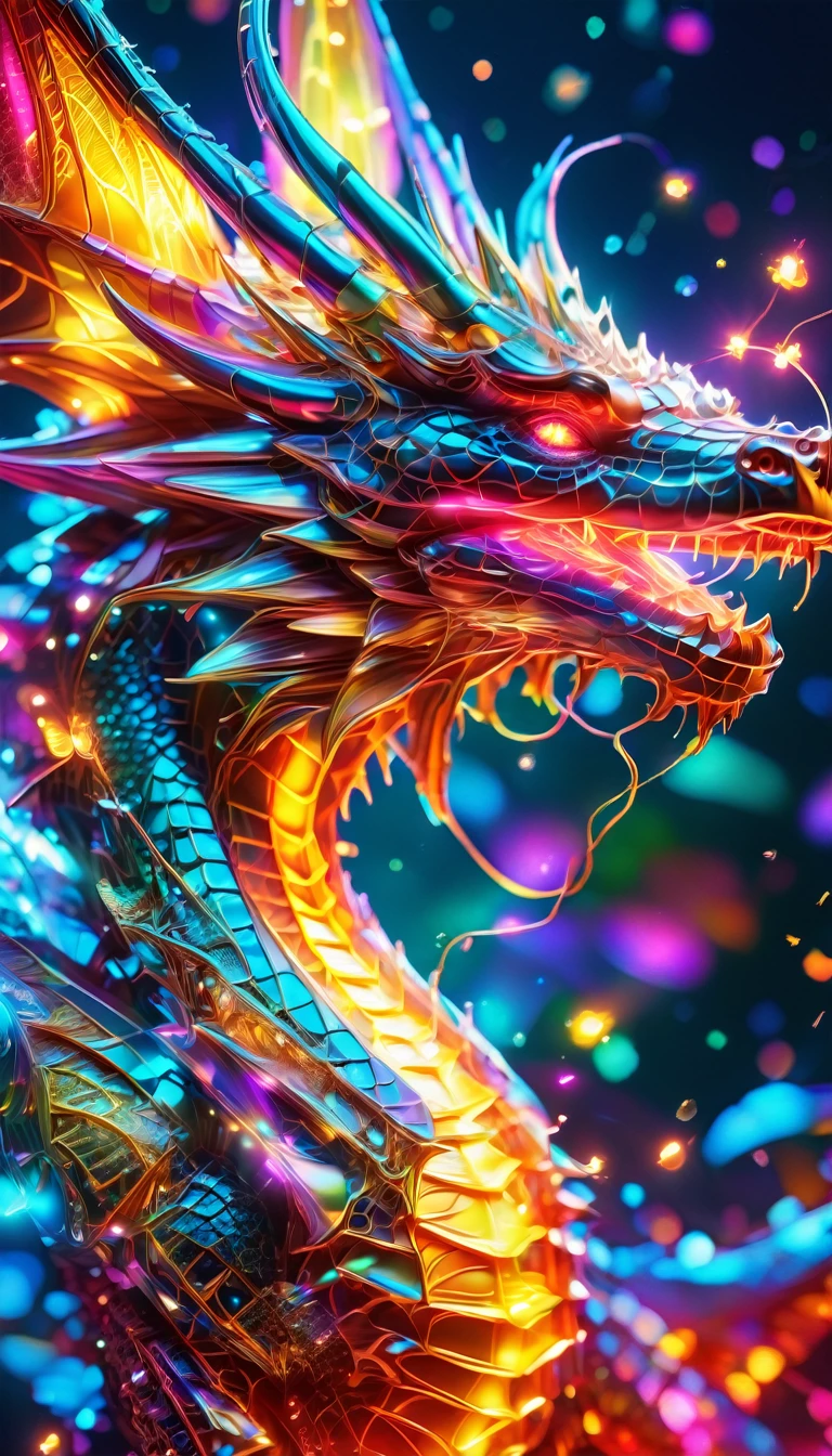 (whole body, detailed), ((Portrait of a dragon with blue butterfly wings:1.5)), photoRealistic, masterpiece: 1.2), (Highest quality, High resolution, 8K), (Realistic: 1.37), faint smoke, ultra detailed , Sharp focus, Bright Eyes, Scale and Texture, mysterious, Calm, Beautiful Landscape, Soft lighting, Vibrant colors, Rainbow and sunshine shining.16K, 超High resolution, Shining in rainbow colors、to be born,wonderful ,future、Iridescent、The world 30 years from now。