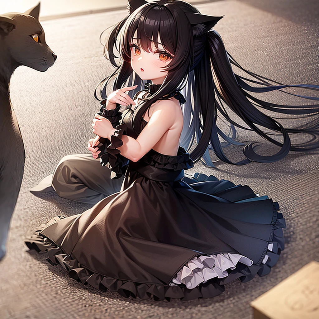 （（juvenile））（（infant））（（child））（（Shota））（（long hair））（（Black Hair））（（Cat ears））（（Cat&#39;s Tail））（（Miko costume））（（Scarlet hakama））（（infant））