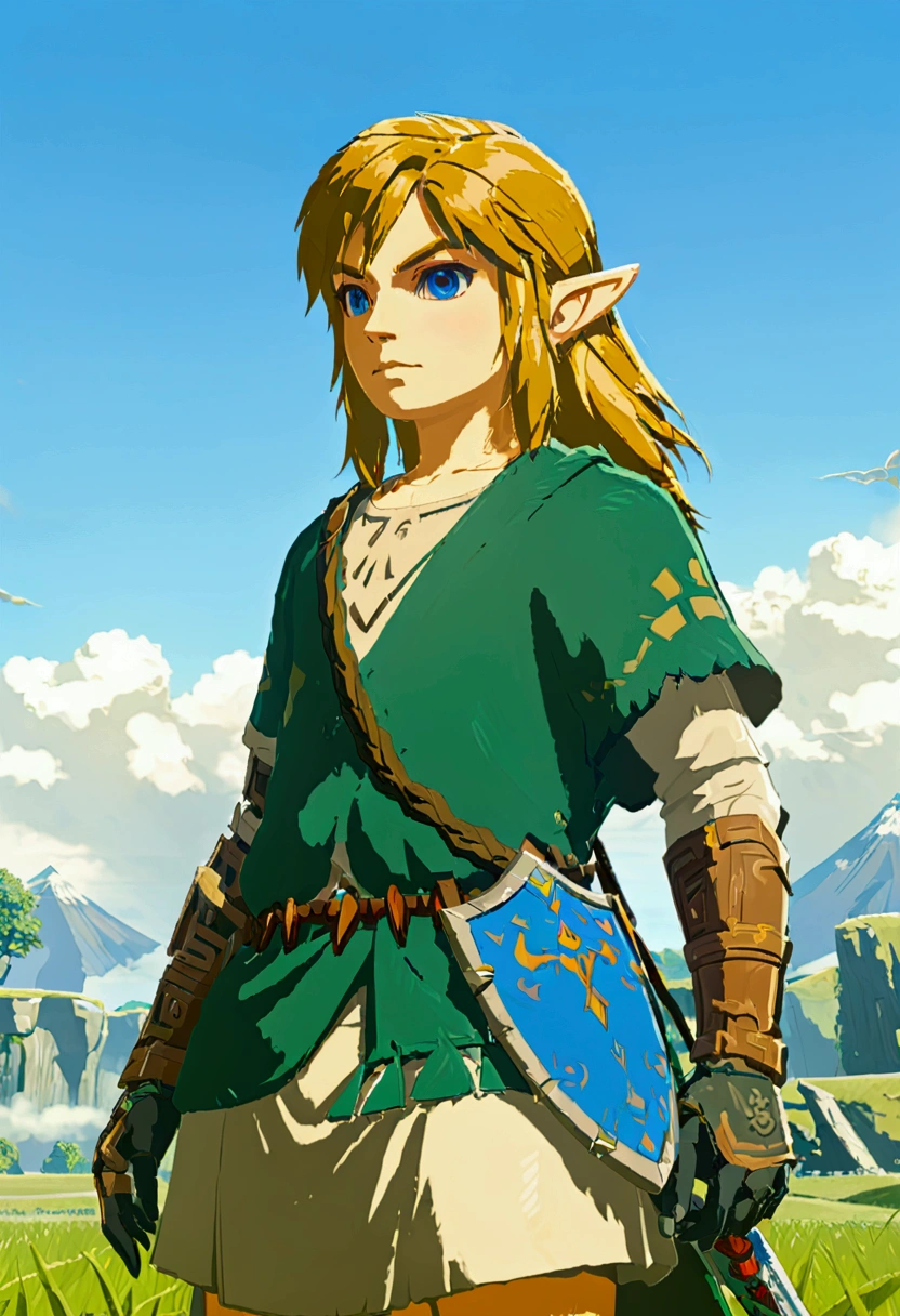 Link、Hold your shield and sword、Hyrule Field、