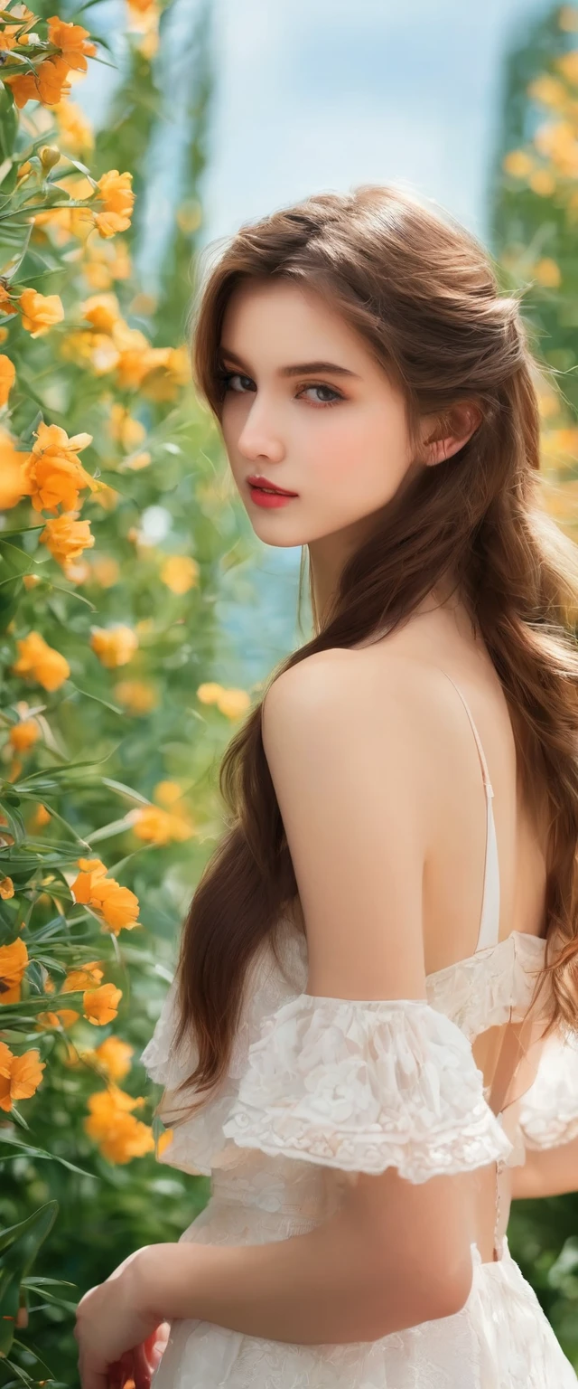(masterpiece, Highest quality:1.2), One girl, alone, 20-year-old, Healthy Body, Medium Long Hair, Brown Hair, Big black eyes,
