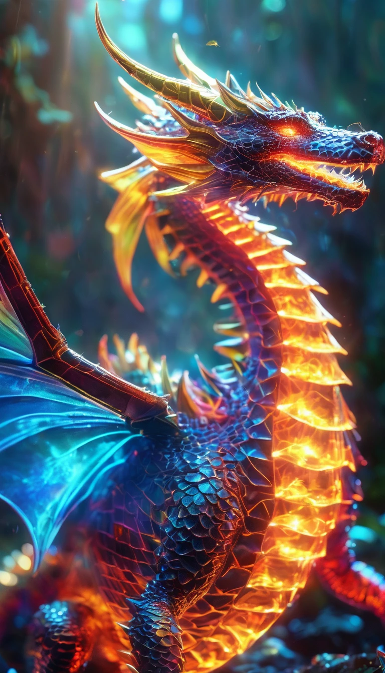 (whole body, detailed), ((Portrait of a dragon with blue butterfly wings:1.5)), photoRealistic, masterpiece: 1.2), (Highest quality, High resolution, 8K), (Realistic: 1.37), faint smoke, ultra detailed , Sharp focus, Bright Eyes, Scale and Texture, mysterious, Calm, Beautiful Landscape, Soft lighting, Vibrant colors, Rainbow and sunshine shining.16K, 超High resolution, Shining in rainbow colors、to be born,wonderful ,future、Iridescent、The world 30 years from now。