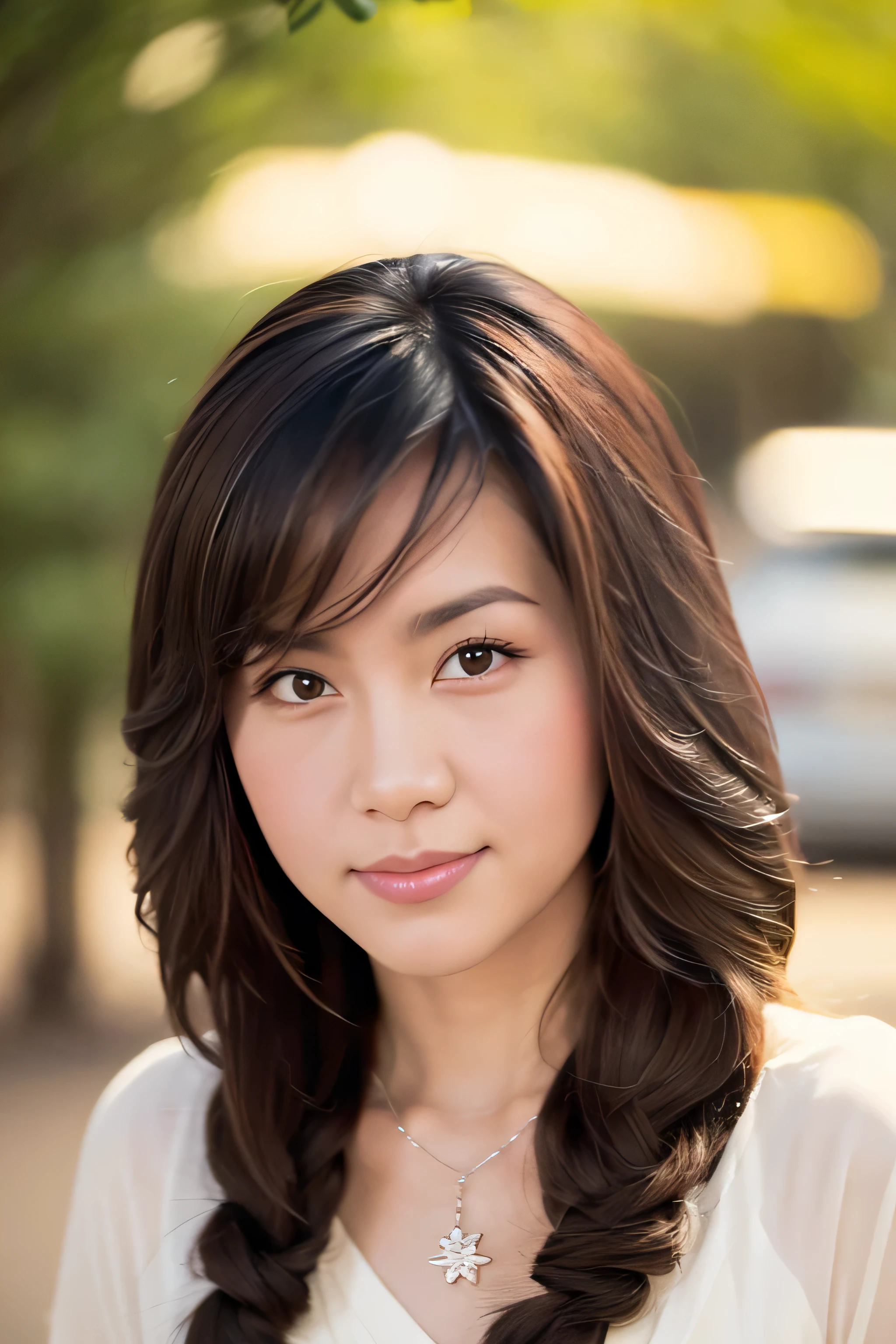 Arafed asian woman with long hair and a white shirt - SeaArt AI
