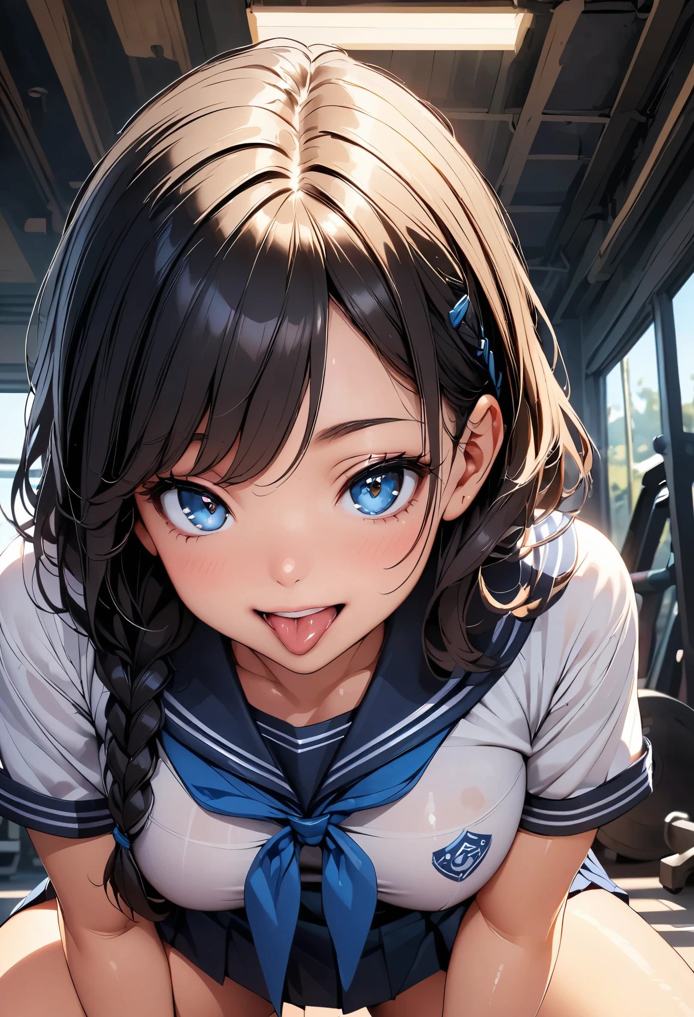 ((masterpiece, Side Lighting, finely detailed beautiful eyes: 1.2)), Super detailed, Ultra-high resolution, Professional Lighting, High quality makeup, beautiful detailed eyes, sexy, beautiful, Big eyes, Cowboy Shot, (Girl:1.3), hinatsuru ai, blue eyes, Black Hair, Brown Hair, Ridiculously long hair, Ahoge, Twin tails, Blue and white dress, Yellow ribbon, White Beret, smile, blush, wariza, Spread your legs,orgasm,blush, Sweat,White panties、Squat、Look at this、skirt、、Attacked by tentacles、Tentacles wrap around my legs、Tentacles in the crotch、Captured by tentacles、cry、shout、Ecstasy face、skirtの中の触手、Do not run away、Lying down、Torn clothes、skirtの下からスパッツが見えます、Spread your legs、Disheveled clothing、skirtをめくった、