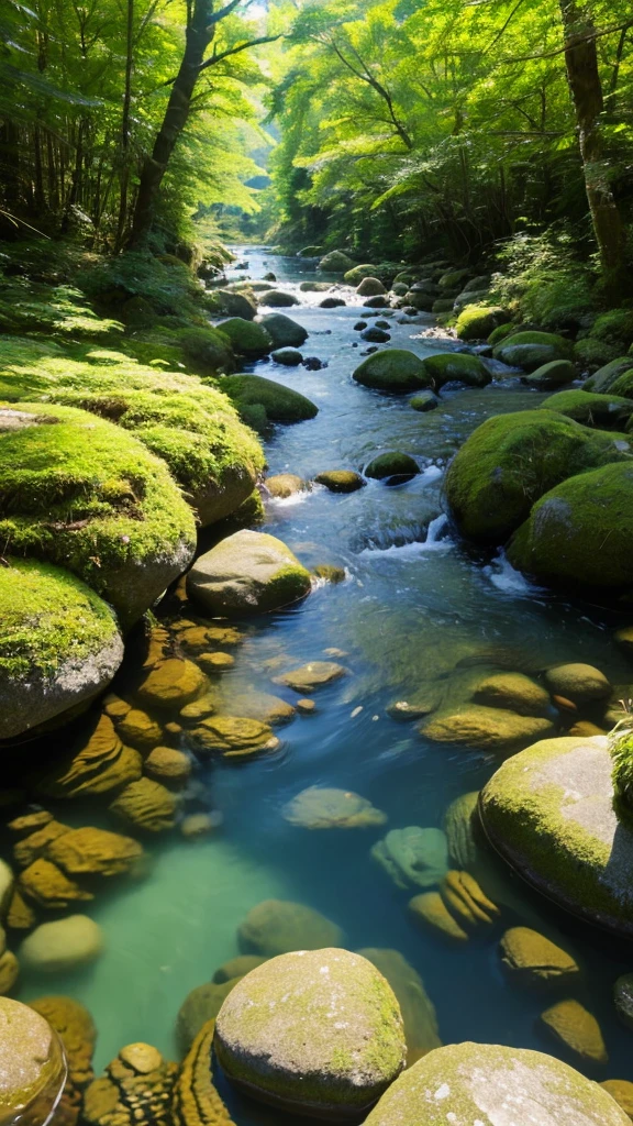 I entered the Kawahara River in the forest of Kawakami, where the sunlight filtered through the trees and the water was crystal clear. I got so close I could see the scenery from the water surface, even the stones.