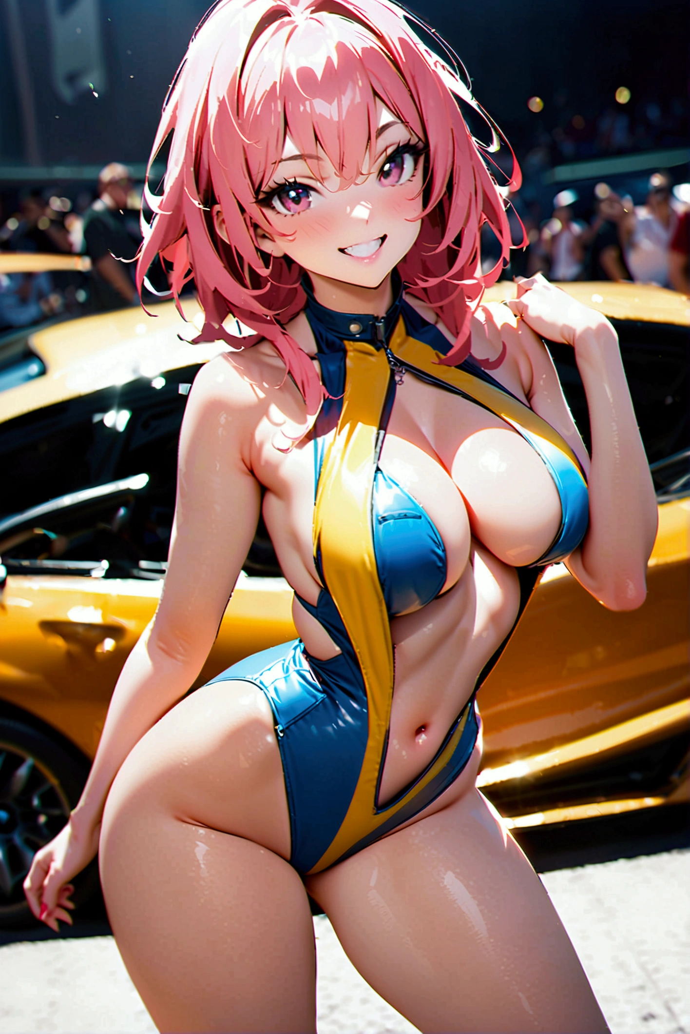 Highest quality,masterpiece,motor Show,Supermodel,Ridiculous Swimsuit,smile