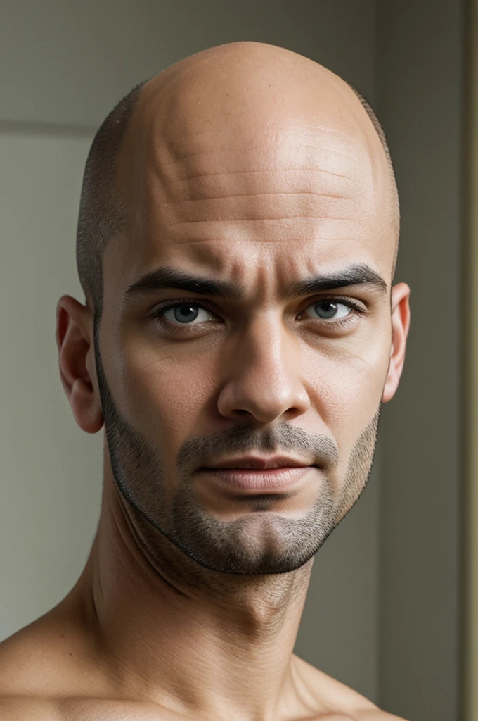 Make a bald guy with ugly face