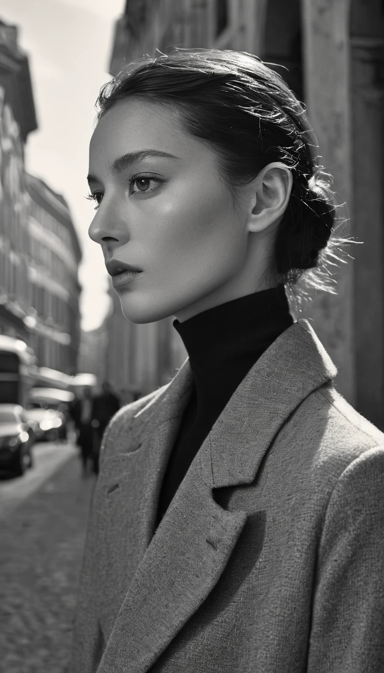 Pantheon exterior, fashion photoshoot, 1girl, high fashion, photographed by Peter Lindbergh, ultra high definition, realistic, perfect hands