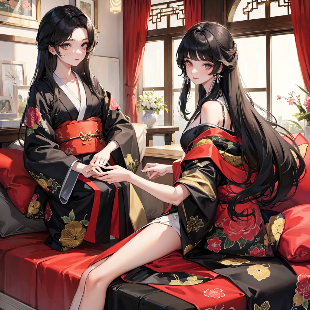 ((femboy))((Black Hair))((Long Hair))(Young boy)(Crossdresser)(kimono)