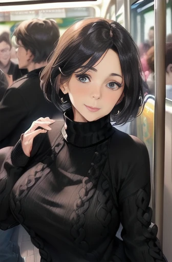 ((Mature woman wears a black sweater that is too big:1.5)))((From an angle where you can see the whole body)))(((In a crowded train))((She's getting her dick pounded from behind)))、((Giving a blowjob:1.5:))((Mature woman lets men touch her breasts:1.5))Sexy brown woman1people、Highest quality、超High resolution、High resolution、Detailed CG、8k wallpaper、20-year-old、Detailed and beautiful、(Brown and shiny body、:1.5)、Embarrassed、(A dreamy face:1.5)、((A deep blowjob with a tangled tongue:1.5))、Full of embarrassment、((A mature woman has her breasts grabbed by a large group of passengers:1.8))((Having an orgy on the train))((Suck dick hard:1.5))Hold the penis in both hands、((Being penetrated and violated from behind))