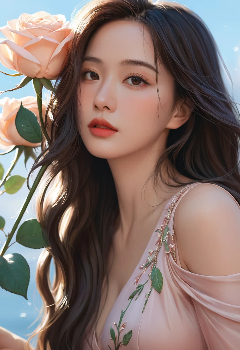 Close-up of a woman with long hair and dress, Artgerm 和 Atey Ghailan, Beautiful digital artwork, Cute numbers, Lovely and detailed digital art, Beautiful character painting, Beautiful digital illustrations, Style Art, Artjem and Louis van Baarle, Rose Tran's style, Inspired by Ross Tran, Stylized anime