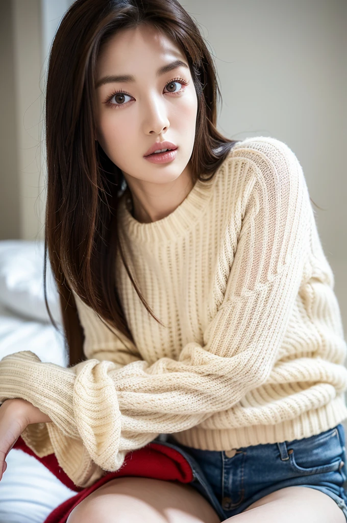 whole body,White striped wool sweater,One girl,alone,Long jeans
(8K, RAW Photos, Highest quality, masterpiece:1.3),(Realistic, photo-Realistic:1.37),Realistic skin texture,(photoRealistic:1.3),(hyperRealistic:1.2),