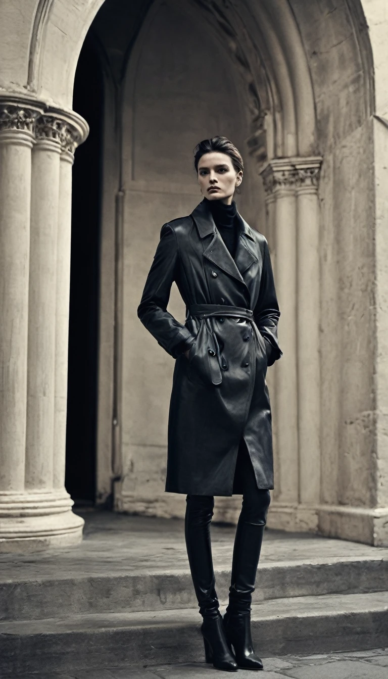 Pantheon exterior, fashion photoshoot, 1girl, high fashion, photographed by Peter Lindbergh, ultra high definition, realistic, perfect hands, full body shot, full color