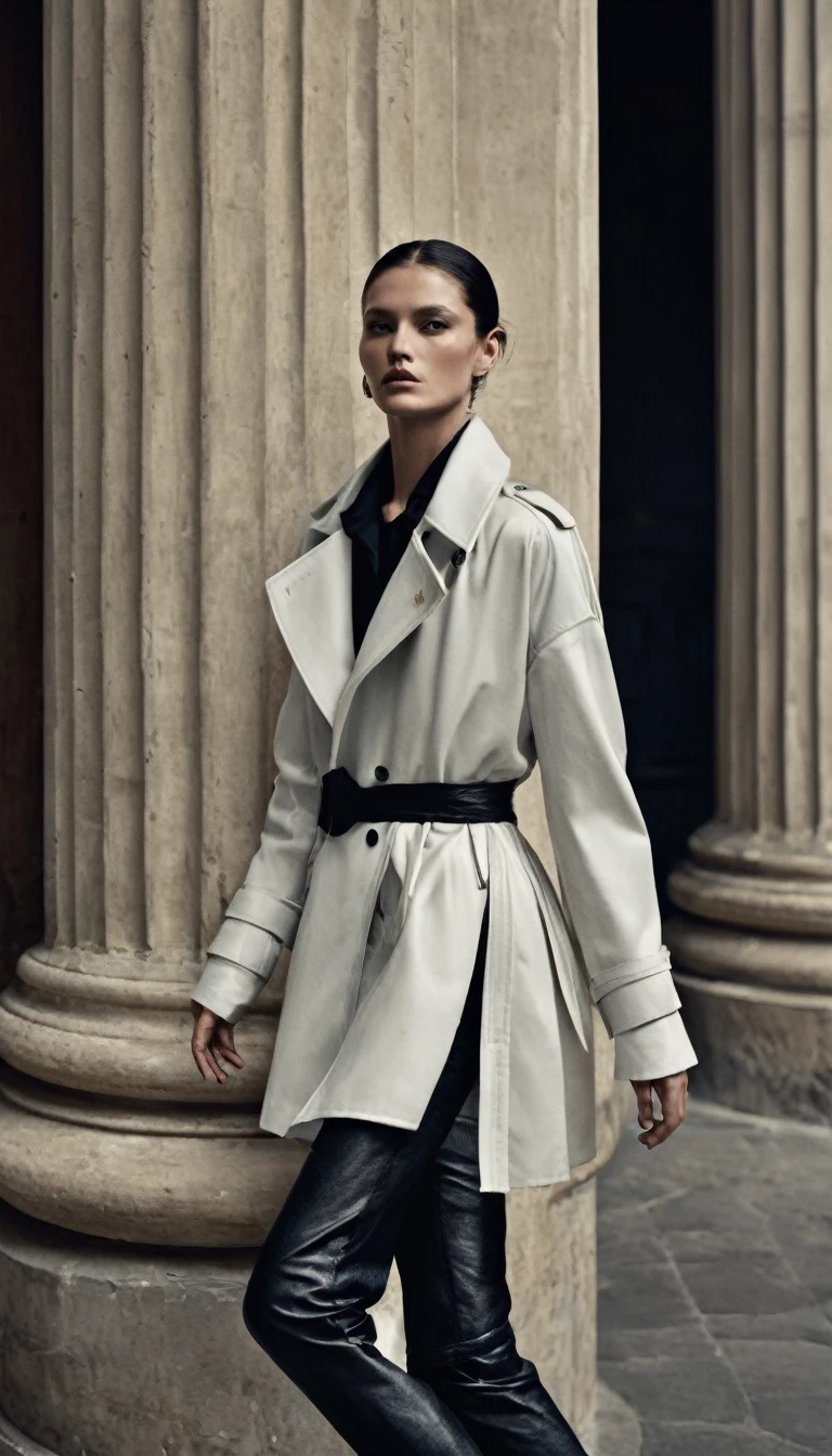 Pantheon exterior, fashion photoshoot, 1girl, high fashion, photographed by Peter Lindbergh, ultra high definition, realistic, perfect hands, full body shot, full color
