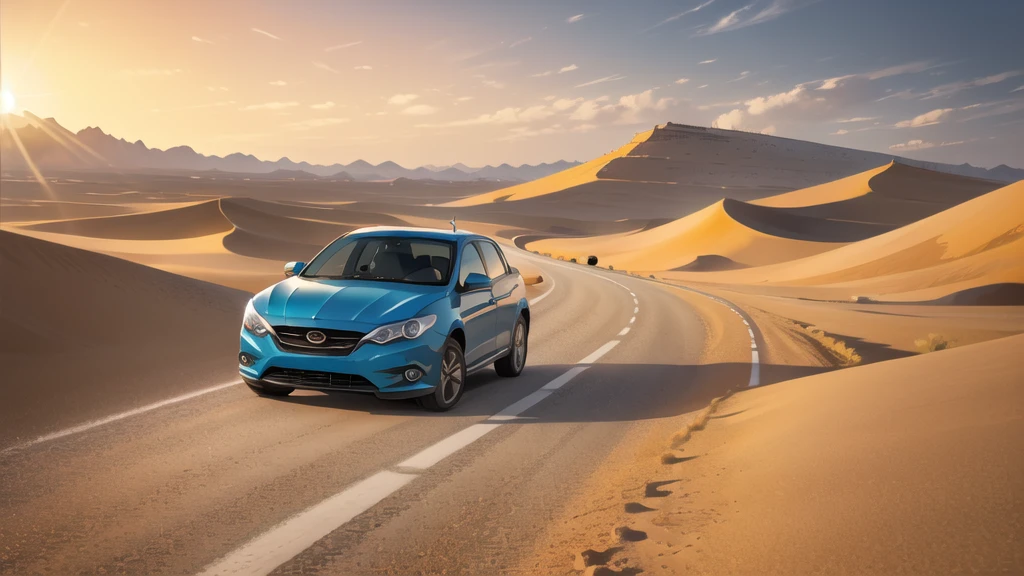 (desert :1.2),road ,(รถวิ่งบนroad:1.2) landscape:1.5 ,(Many cars:1.2)