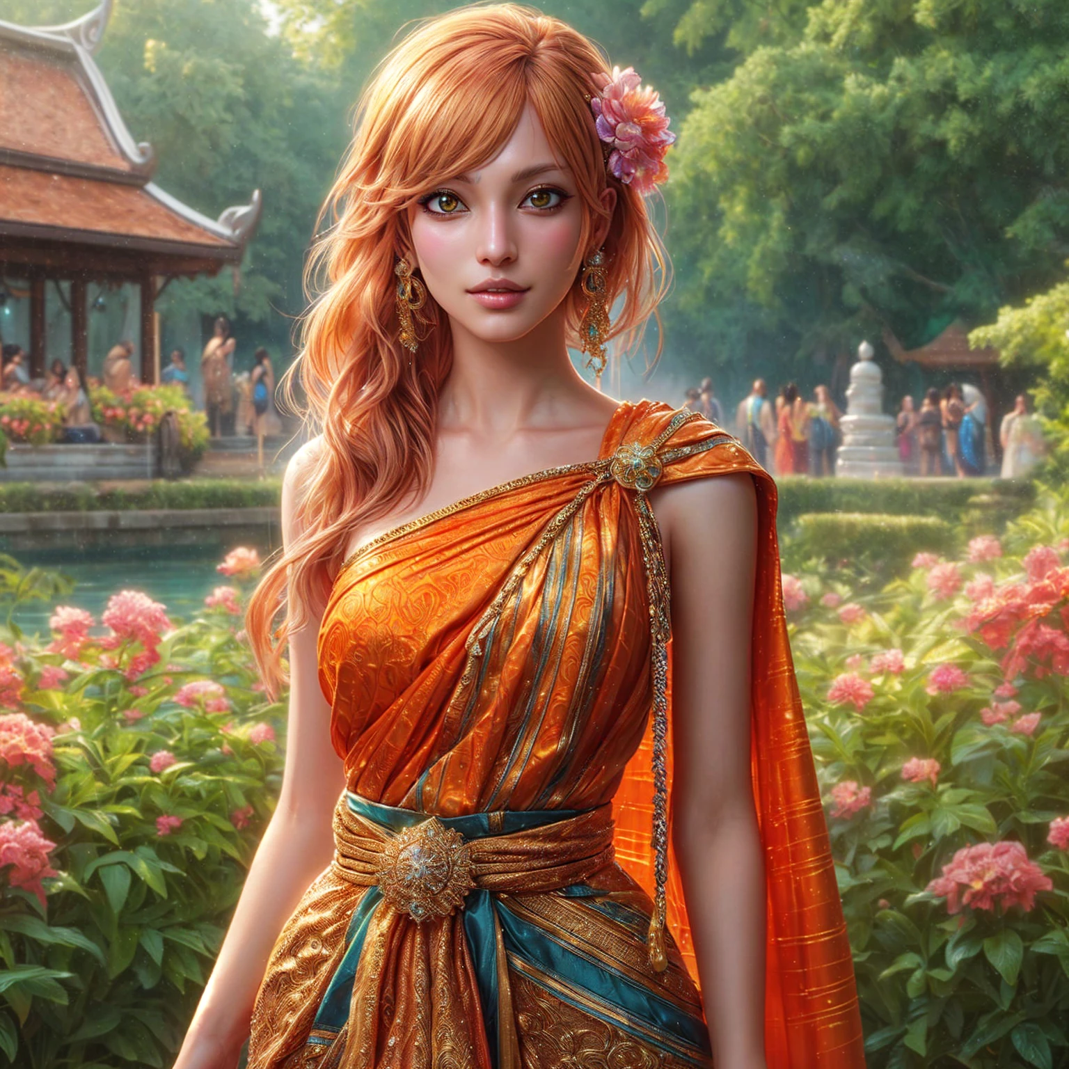 one piece nami , nami face , Fine gold jewelry , , ,realistically ,
