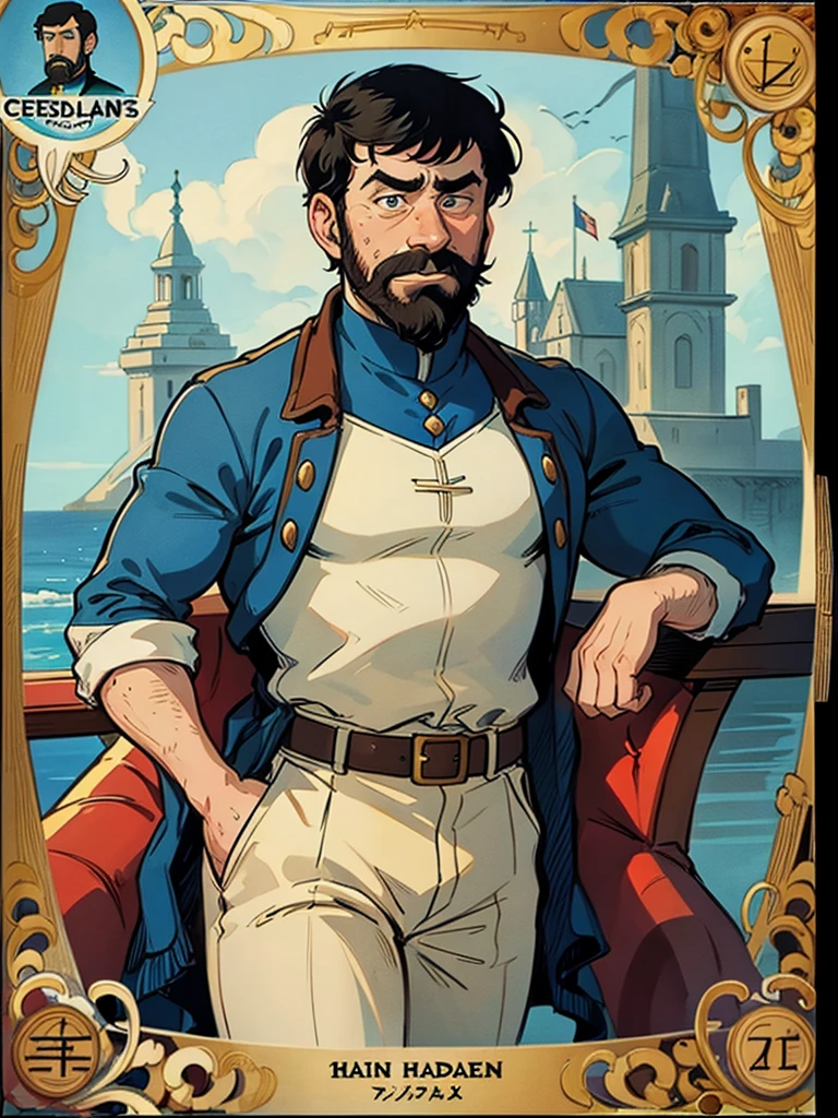 Portrait of Captain Haddock from Hergé's comics, but this is the 18th century.