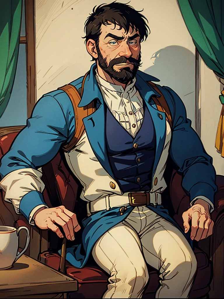 Portrait of Captain Haddock from Hergé's comics, but this is the 18th century.