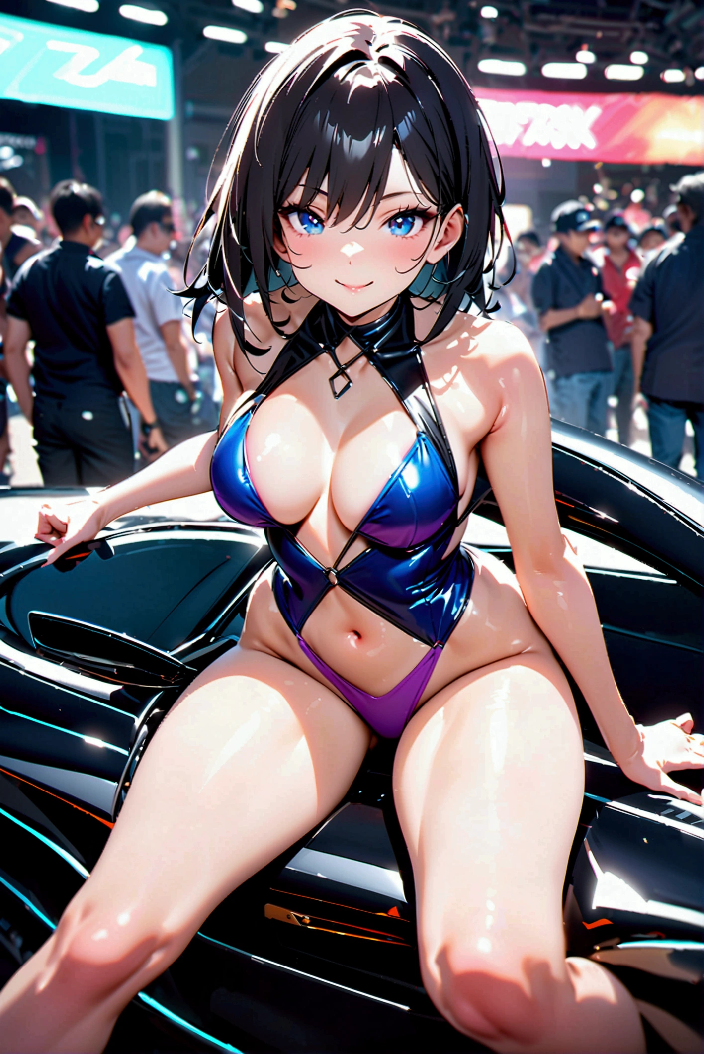 Highest quality,masterpiece,motor Show,Supermodel,Ridiculous Swimsuit,smile