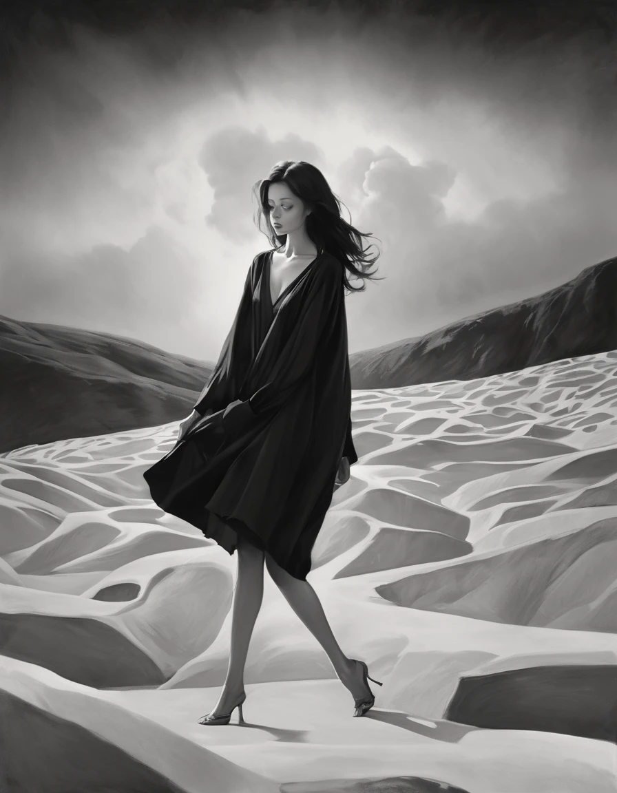 In the mystical embrace of twilight, a photographer chooses a medium format camera to capture the enigmatic and abstract dimensions of emotions. Employing a 105mm lens, they explore the subtleties of each subject's thoughts. The contemplative side lighting casts intriguing shadows, adding an air of mystery to the scene. The fine art black and white photography style elevates the emotions to a conceptual level, where thoughts and feelings intertwine in intricate patterns. The high realism level ensures that every fine line, every furrowed brow, and every distant gaze is captured with precision. The subjects' expressions are both familiar and distant, allowing viewers to project their own interpretations onto the scene. The 4:5 aspect ratio frames the subjects in a classic and timeless composition, inviting viewers to peer into the depths of their emotions.