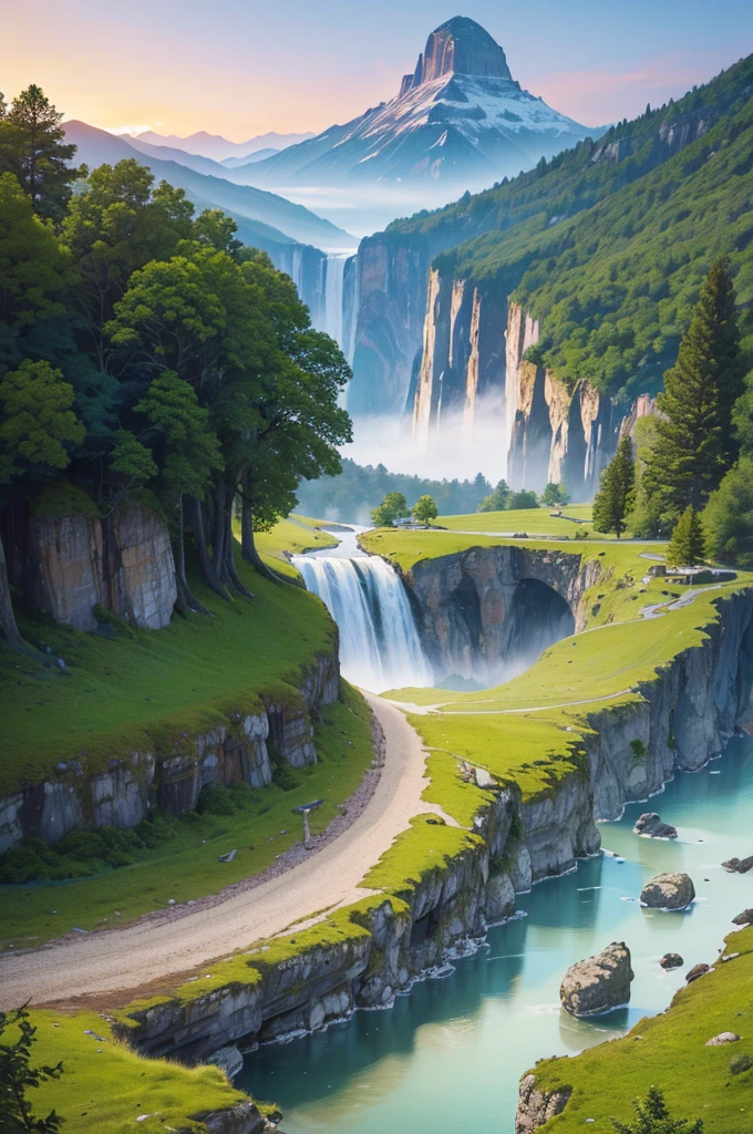(best quality,4k,8k,highres,masterpiece:1.2),ultra-detailed,(realistic,photorealistic,photo-realistic:1.37),landscape,mountains,valleys,magical forest,enchanting colors,fantasy world,Sauron's castle,majestic rivers,picturesque waterfalls,misty atmosphere,pristine nature,ancient ruins,mythical creatures,mystical fog,divine light,legendary landscapes,peaceful serenity,magical beings,ethereal beauty,elven architecture,epic adventure,mesmerizing vistas,spectacular sunset,captivating beauty,enchanted world,cosmic power,forgotten realm,fairy tale setting,hidden treasures,enchanted realm,mythical scenery,historic landmarks,enchanted atmosphere,fantastical charm,majestic grandeur