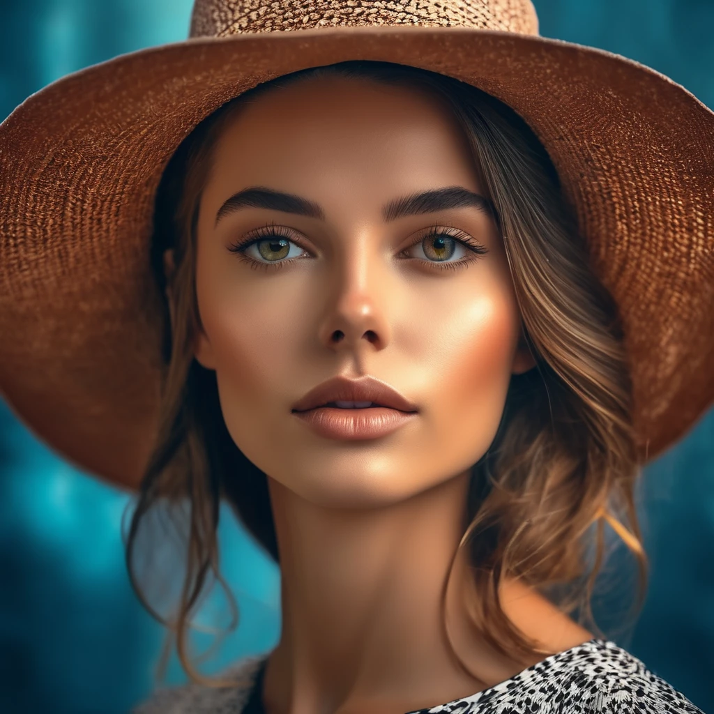 femme arafée dans un chapeau debout dans une pièce avec beaucoup de photos, portrait doux 8 k, Sergueï Zabeline, photographie couleur portrait 4k, par Fiodor Rokotov, Photographie de portrait artistique 8k, Alexeï Egorov, par Irakli Nadar, Superbe portrait, fille française, portrait VFX très détaillé, beau portrait